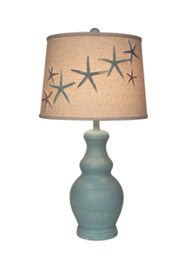 Turquoise Sea Classic Casual Pot- Colorful Starfish Shade - Coast Lamp Shop