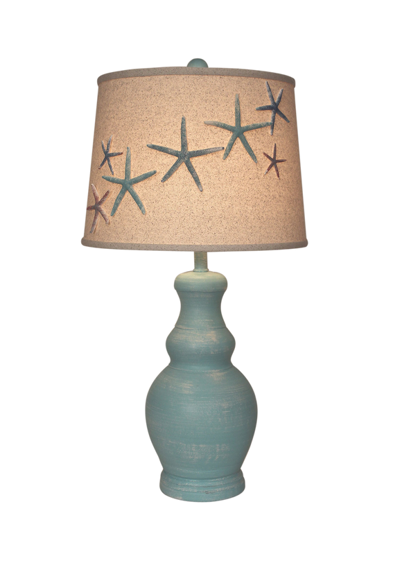 Turquoise Sea Classic Casual Pot- Colorful Starfish Shade - Coast Lamp Shop