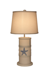 Round Accent Lamp w/Star Fish & Night Light - Coast Lamp Shop