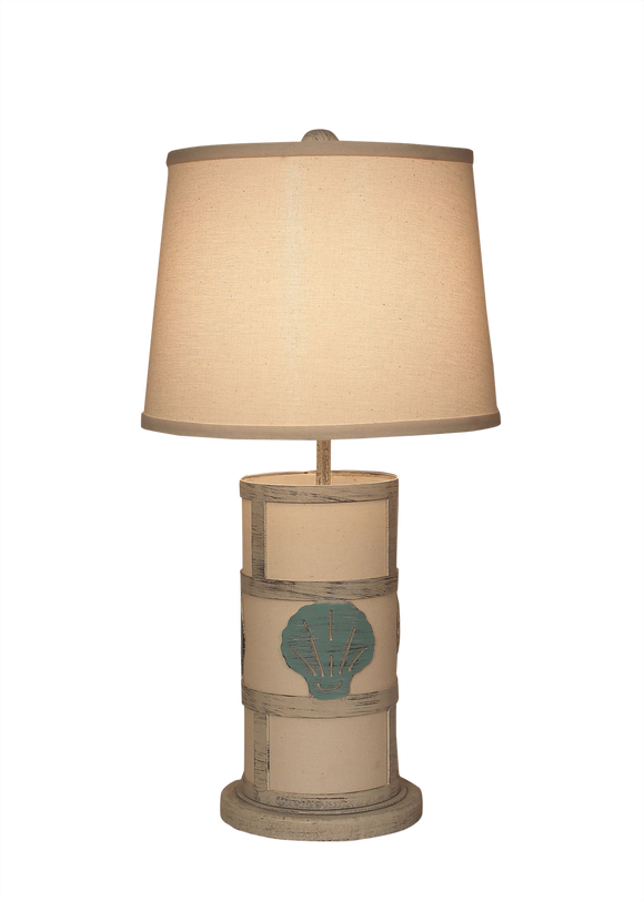 Round Accent Lamp w/Shell & Night Light - Coast Lamp Shop