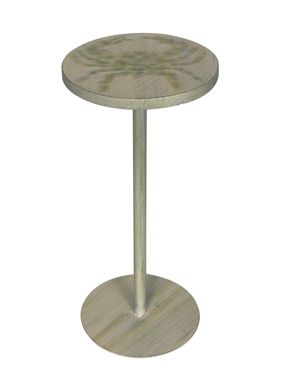 Round Wood Top Drink Table w/Crab Accent