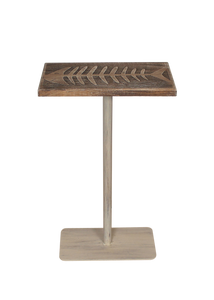 Rectangular Wood Top Drink Table w/Bone Fish Accent - Coast Lamp Shop