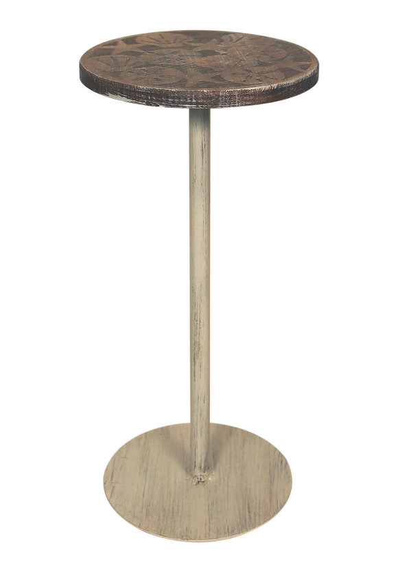 Round Wood Top w/Multi Shell Accent Drink Table