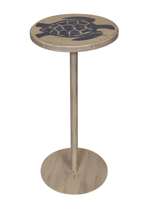 Round Wood Top w/Turtle Accent Drink Table