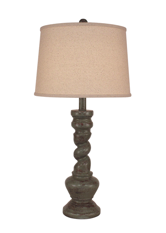 Tarnished Atlantic Grey Country Twist Table Lamp - Coast Lamp Shop