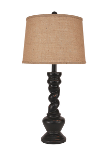 Distressed Black Country Twist Table Lamp - Coast Lamp Shop