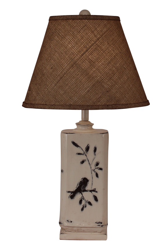 Distressed Nude Rectangle Birds on a Branch Table lamp - Coast Lamp Shop