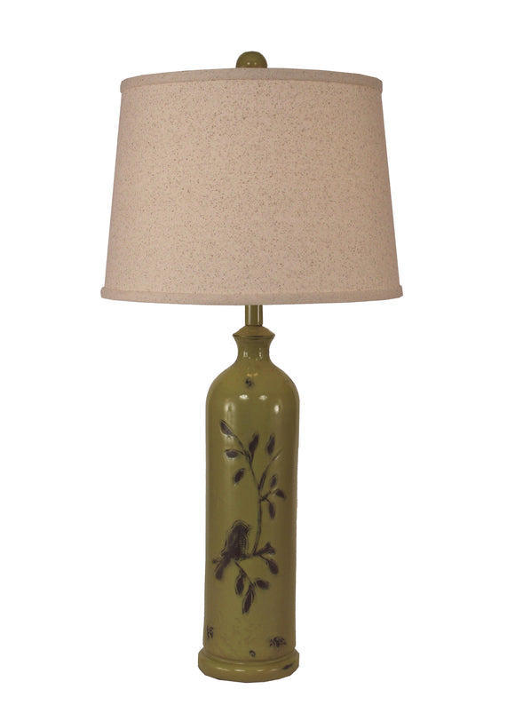 Distressed Lime Tall Birds on a Branch Table lamp - Coast Lamp Shop