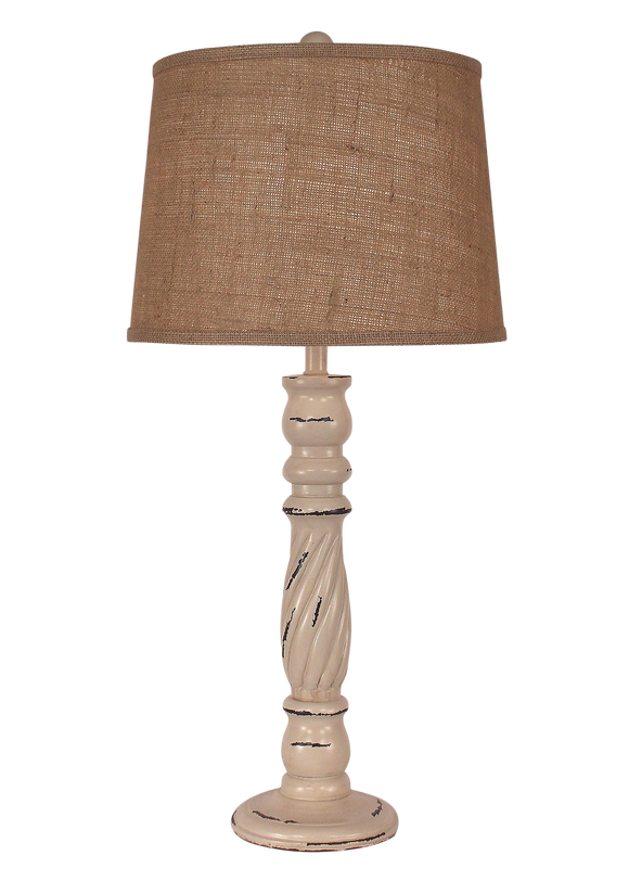 Heavy Distressed Cottage Swirl Candlestick Table Lamp - Coast Lamp Shop