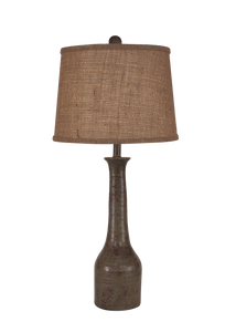 Tarnished Pale Grey Slender Neck Textured Pottery Table Lamp - Coast Lamp Shop