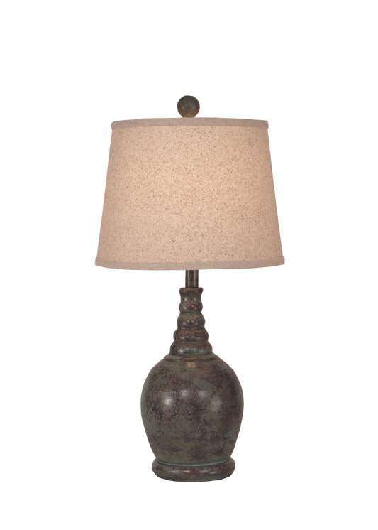 Tarnished Atlantic Grey Round Accent Lamp w/ Ribbed Neck - Coast Lamp Shop