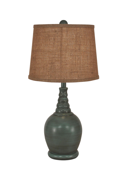 Turquoise Sea Glaze Round Accent Lamp w/ Ribbed Neck - Coast Lamp Shop