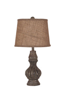Tarnished Pale Grey Ribbed Genie Accent Lamp - Coast Lamp Shop