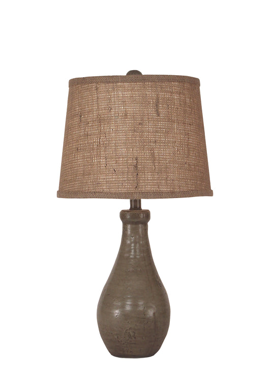 Pale Grey Glazed Eggplant Clay Table Lamp - Coast Lamp Shop