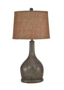Tarnished Atlantic Grey Oval Pot w/ Long Neck Table Lamp - Coast Lamp Shop
