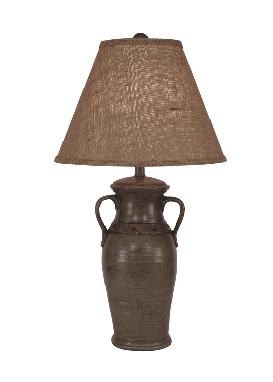 Tarnished Pale Grey 2 Handle w/ Collar Table Lamp - Coast Lamp Shop