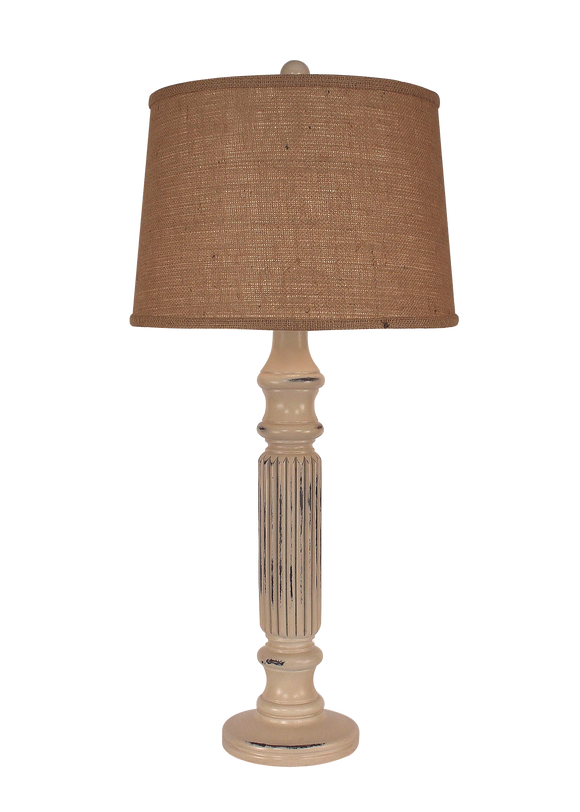 Distressed Cottage Ribbed Table Lamp - Coast Lamp Shop
