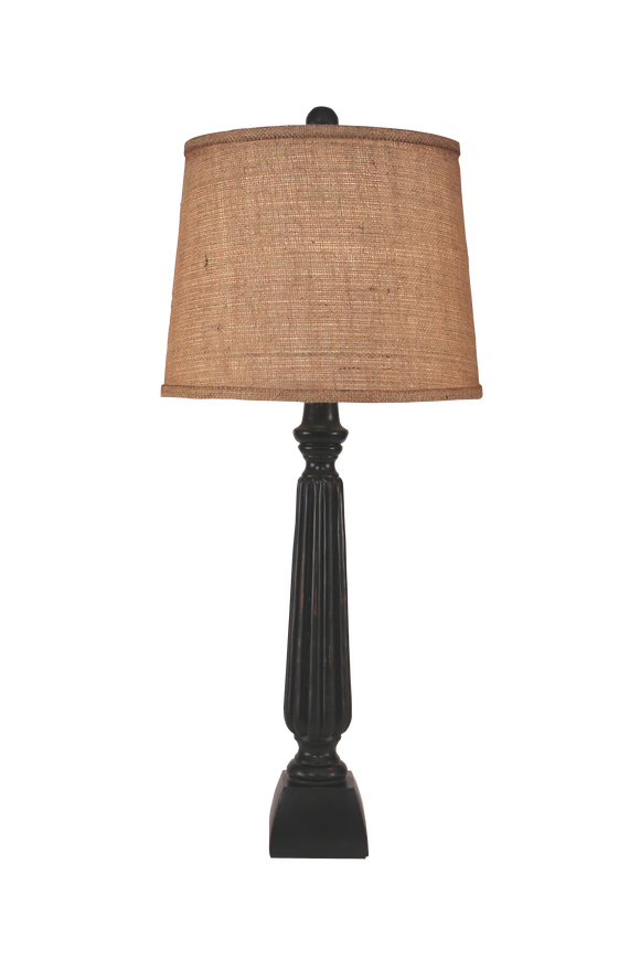 Distressed Black Ribbed Candlestick Table Lamp - Coast Lamp Shop