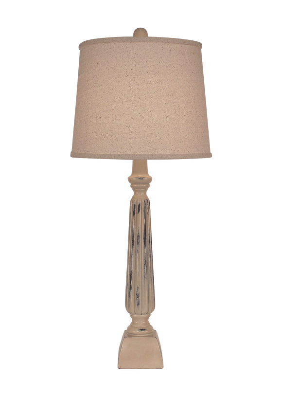 Distressed Cottage Ribbed Candlestick Table Lamp - Coast Lamp Shop