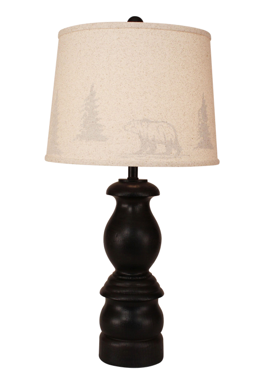 Distressed Black Small "B" Pot- Bear and Tress Silhouette Shade - Coast Lamp Shop