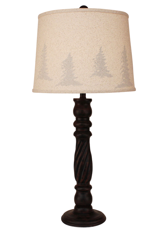 Burnt Sienna Swirl Table Lamp- Tree Silhouette Shade - Coast Lamp Shop