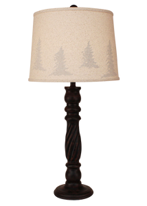 Burnt Sienna Swirl Table Lamp- Tree Silhouette Shade - Coast Lamp Shop