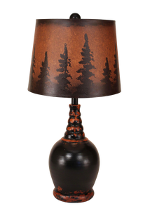 Aged Black Round Accent Lamp- Pine Tree Shade - Coast Lamp Shop