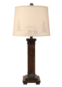 Dark Stain/Steel Mission Style Table Lamp-Tree Silhouette Shade - Coast Lamp Shop