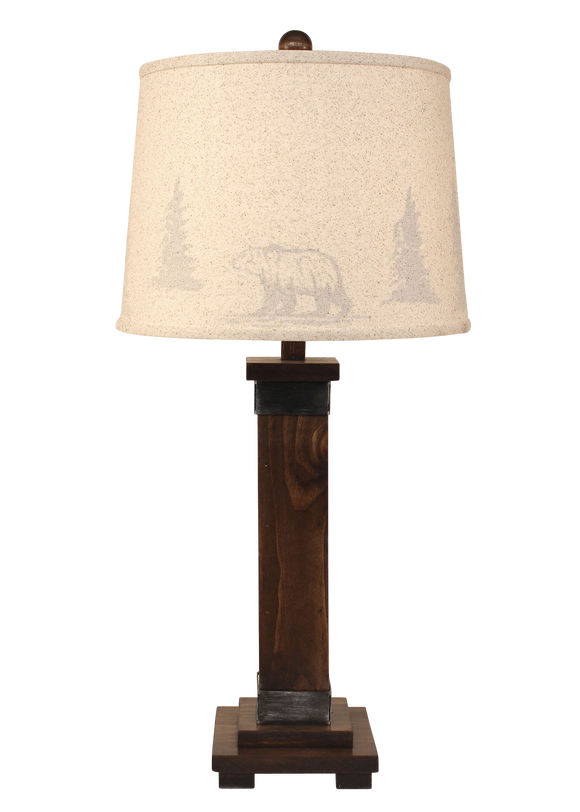 Dark Stain/Steel Mission Style Table Lamp-Tree Silhouette Shade - Coast Lamp Shop
