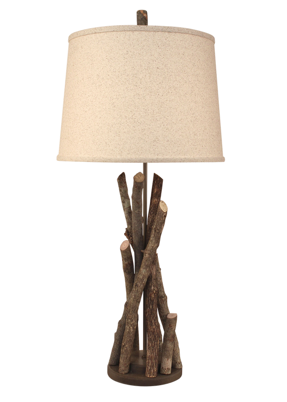 Grey Stick Table Lamp with Round Wooden Base - Coast Lamp Shop