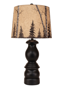 Antique Black Small "B" Pot Table Lamp- Birch Tree Shade - Coast Lamp Shop