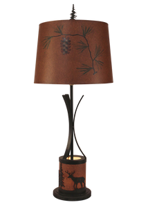 Kodiak Flat Bar Table Lamp with Deer Scene Night Light - Coast Lamp Shop
