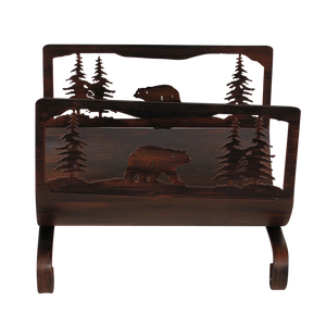 Bear Scene Wood Holder - Coast Lamp Shop