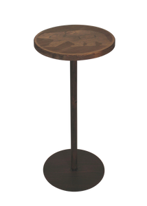 Round Wood Top Drink Table w/Walking Bear Accent - Coast Lamp Shop