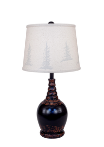 Aged Black Bulbous Accent lamp with Tree Shade