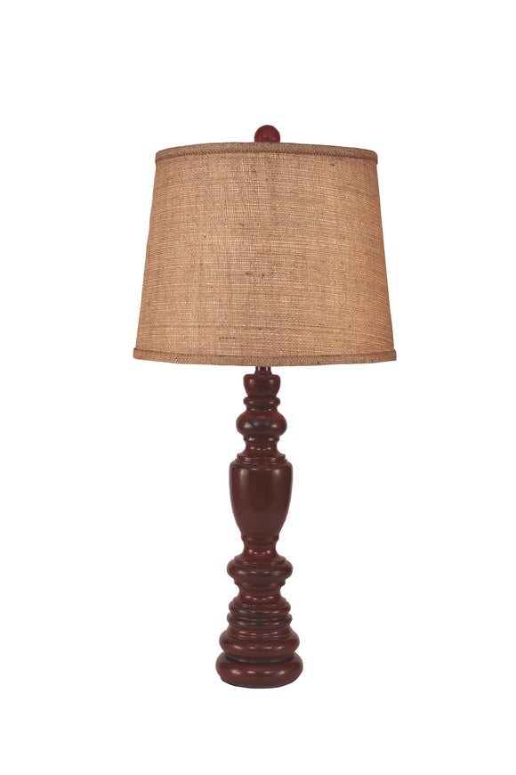 Distressed Red Multi Ring Candle Stick Table Lamp - Coast Lamp Shop