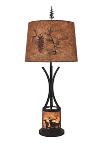 Flat Bar Table Lamp with Elk Scene Night Light - Coast Lamp Shop