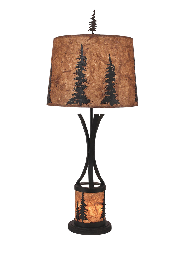 Flat Bar Table Lamp with Feather Tree Scene Night Light - Coast Lamp Shop