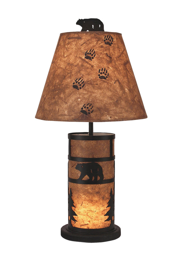 Bear and Tree Mission Style Accent Lamp w/ Night Light - Coast Lamp Shop
