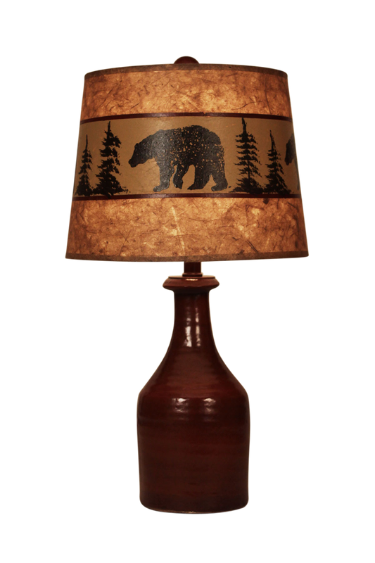 Spanish Tile Glazed Small Clay Jug with Bear Band Shade - Coast Lamp Shop