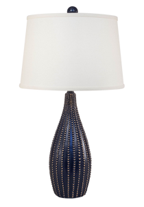 Navy/Gold Accent Beaded Table Lamp