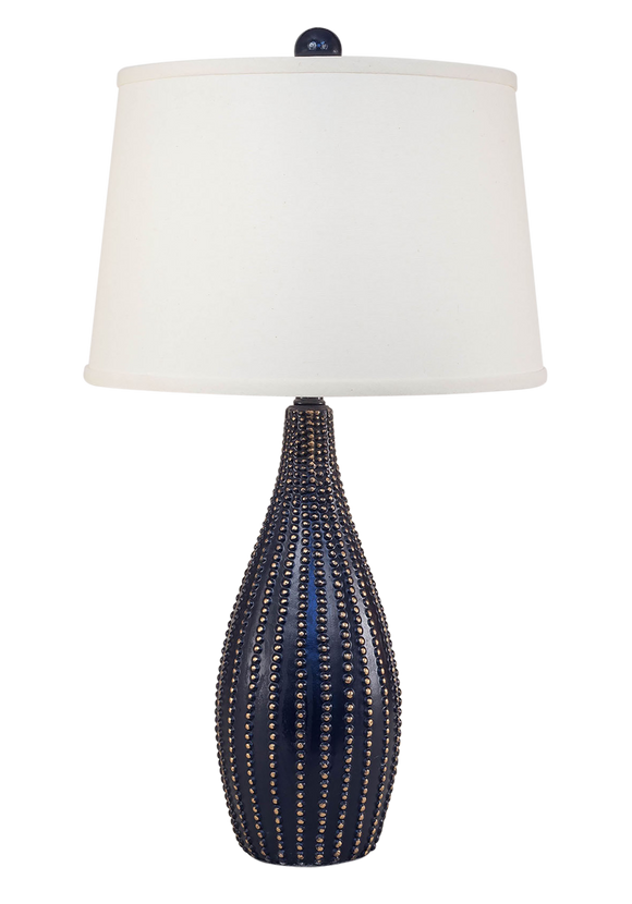 Navy/Gold Accent Beaded Table Lamp