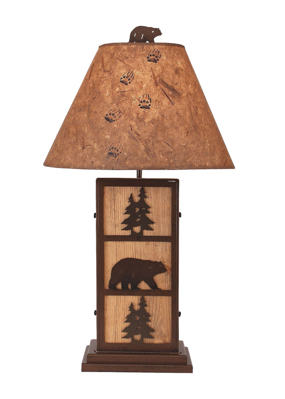Bear and Tree Iron/Wood Table Lamp - Coast Lamp Shop