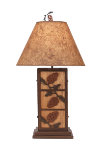 3 Pine Cone Iron/Wood Table Lamp - Coast Lamp Shop
