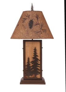 Feather Tree Iron/Wood Table Lamp - Coast Lamp Shop