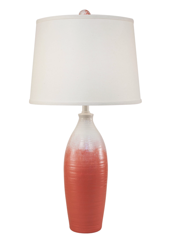 Coral Fade Tapered Ribbed Vase Table Lamp