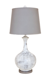 Farmhouse w/ Grey Accent Bali Style Table Lamp w/ Round Base Accent and Matching Shade