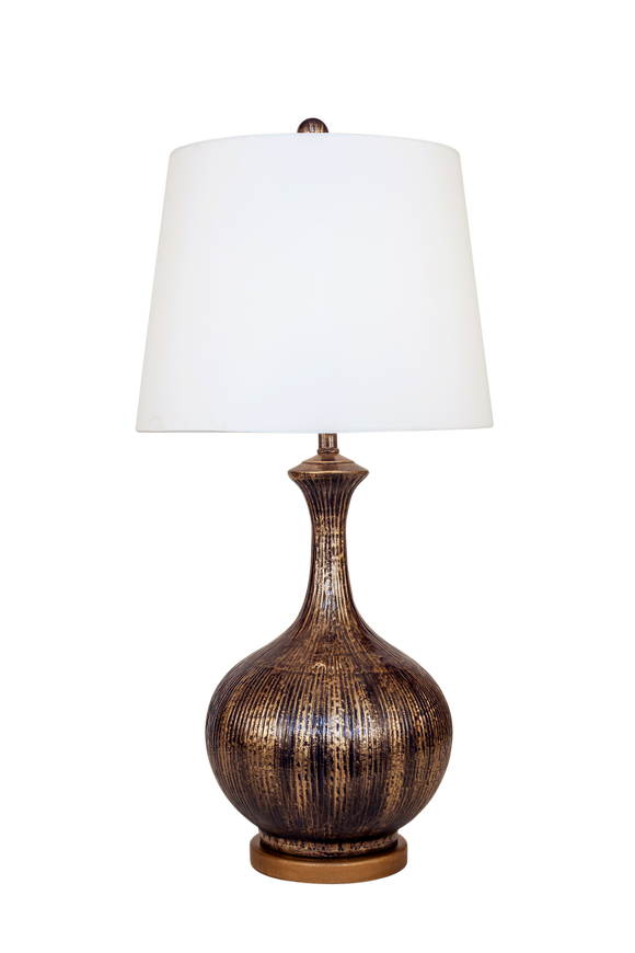Navy Streak w/ Gold Accent Bali Style Table Lamp w/ Round Base Accent