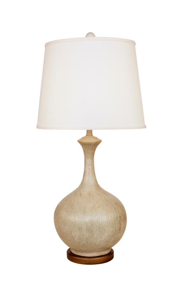 Sand Stone w/ Gold Accent Bali Style Table Lamp w/ Round Base Accent