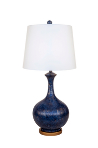 Two Tone Navy/Gold Bali Style Table Lamp w/ Round Base